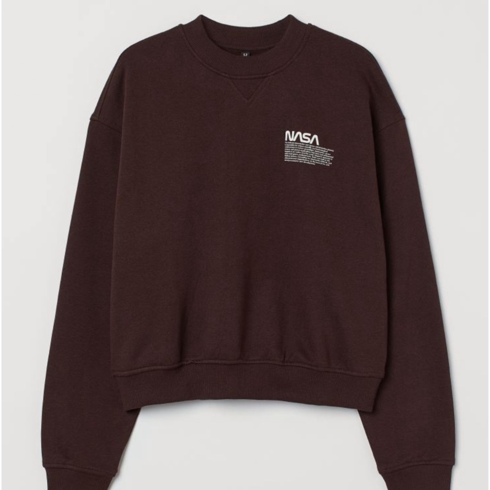 Dark brown NASA cropped sweatshirt
